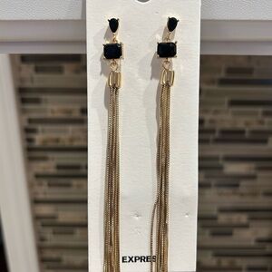 Express Black and Gold Dangle Tassel Earrings